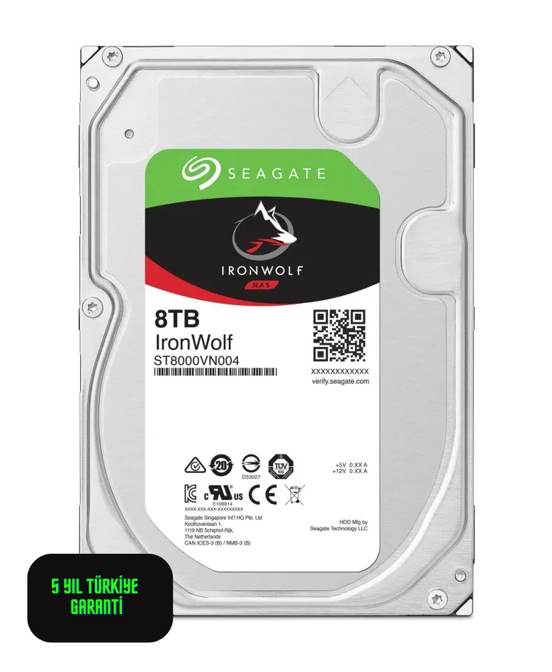 Seagate IronWolf ST8000VN004 SATA 3.0 7200 RPM 3.5'' 8 TB Harddisk (5 YIL TÜRKİYE GARANTİLİ)