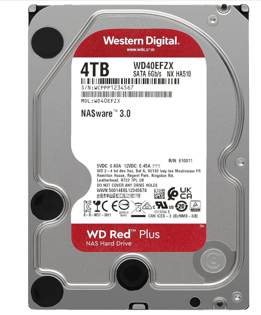 WD RED Plus NAS 4 TB WD40EFZX 5400 Rpm Harddisk