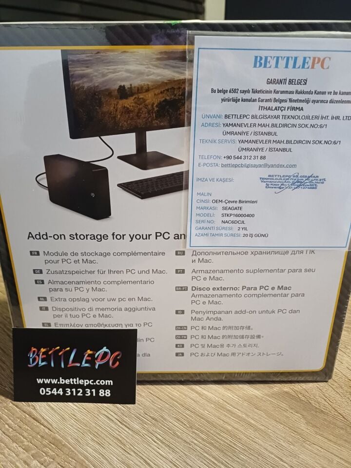 Seagate 16 TB Expansıon STKP16000400 USB 3.0 (2 YIL TÜRKİYE GARANTİLİ)