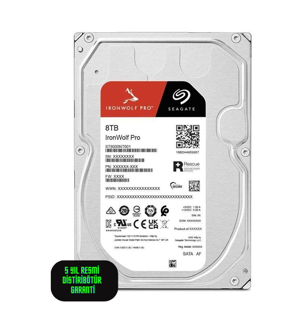 Seagate Ironwolf Pro ST8000NT001 3.5'' 8 TB 7200 RPM SATA 3 NAS HDD (5 YIL TÜRKİYE GARANTİLİ)
