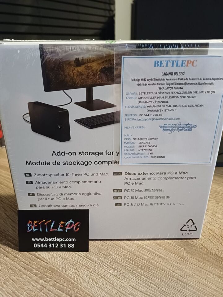 Seagate 22 TB Expansıon STKP22000400 USB 3.0 (2 YIL TÜRKİYE GARANTİLİ)