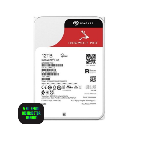 Seagate Ironwolf Pro NAS 12 TB 3.5'' ST12000NT001 (5 YIL RESMI DIST GARANTILI)