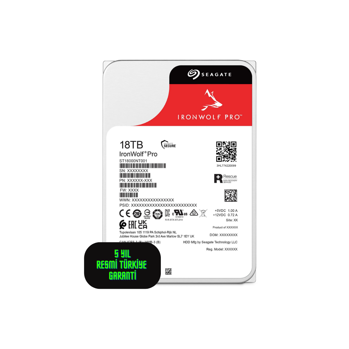 Seagate ST18000NT001 Ironwolf Pro 3.5'' 18 TB Sata 3 7200rpm 256MB Nas Harddisk  (5 YIL TÜRKİYE GARANTİLİ)