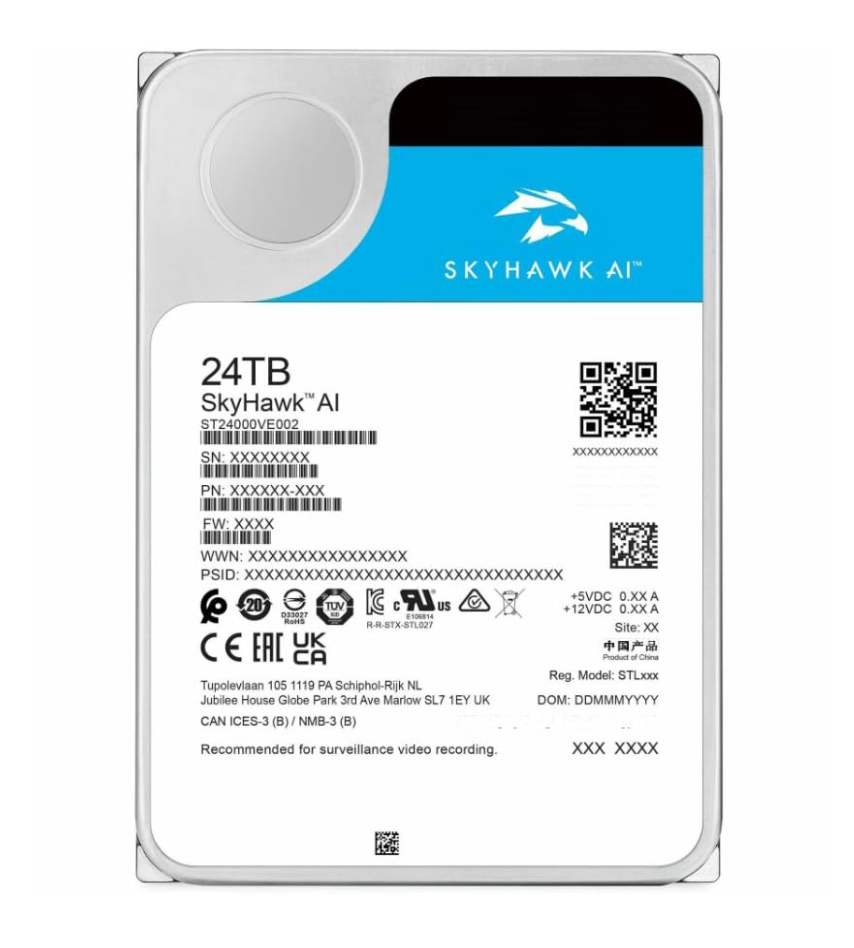 Seagate SkyHawk ST24000VE002 SATA 3.0 512MB Cache 7200RPM 3.5'' 24 TB Harddisk (5 YIL  RESMİ DİST GARANTİLİ)