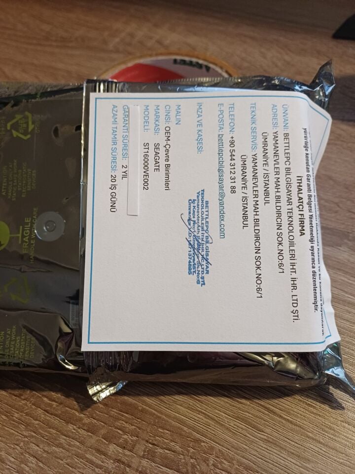 Seagate SkyHawk AI ST16000VE002 SATA 3.0 7200 RPM 3.5'' 16 TB Harddisk (2 YIL TÜRKİYE GARANTİLİ)