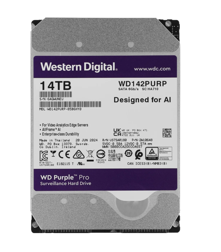 WD Purple Pro 14 TB SATA 3.0 512MB Cache 7200 RPM 3.5'' WD142PURP Harddisk ( 3 YIL RESMİ DİST GARANTİLİ )