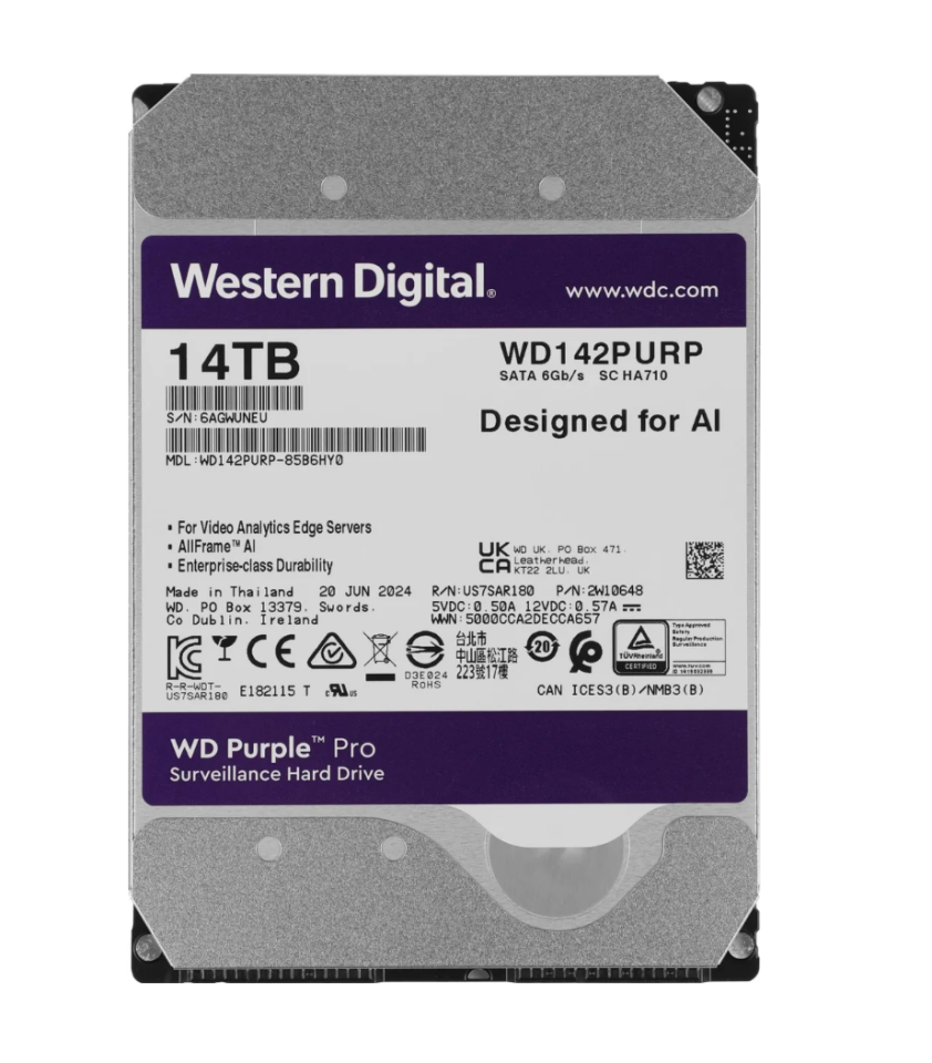 WD Purple Pro 14 TB SATA 3.0 512MB Cache 7200 RPM 3.5'' WD142PURP Harddisk ( 3 YIL RESMİ DİST GARANTİLİ )