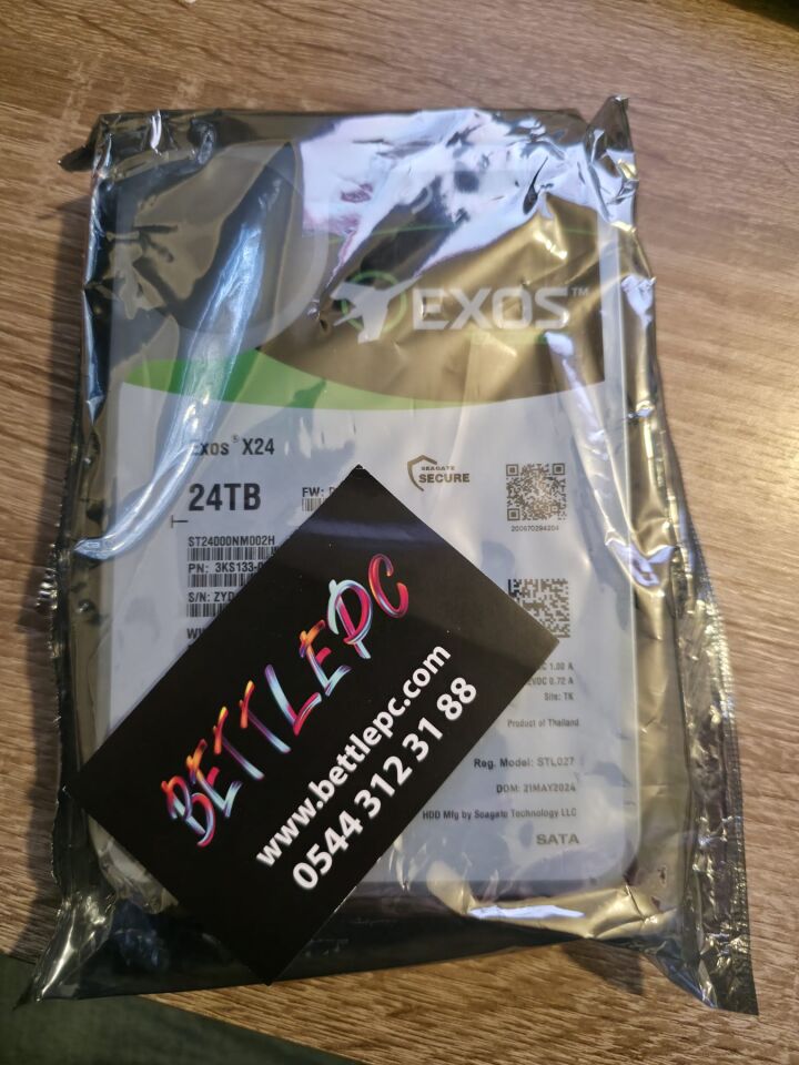 SEAGATE 24 TB 3.5'' EXOS SATA X24 7200RPM 512MB ST24000NM002H (2 YIL TÜRKİYE GARANTILI)