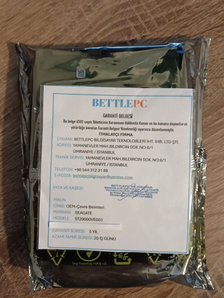 Seagate SkyHawk AI 20 TB 512MB 7200 RPM 3.5'' ST20000VE003 SATA 3.0   Harddisk ( 5 YIL TÜRKİYE GARANTİLİ )