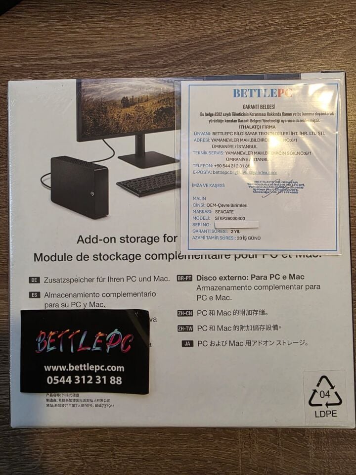 Seagate 26TB STKP26000400 Expansion  External USB 3.0 Desktop Hard Drive (2 YIL TÜRKİYE GARANTİLİ)