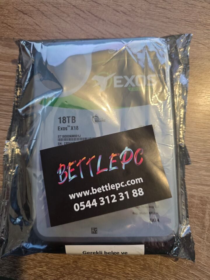 Seagate Exos X18 ST18000NM001J SATA 3.0 7200 Rpm 3.5'' 18 TB Harddisk ( 5 YIL  RESMİ DİST GARANTİLİ )
